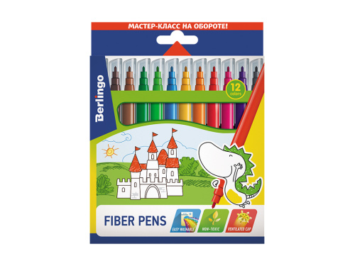 Набор фломастеров Berlingo "Замки" 12 цв, смываемые, в картонной упаковке