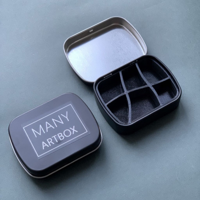 Палетка для красок "6 ячеек"6х5 см, цвет черный, пластик черный