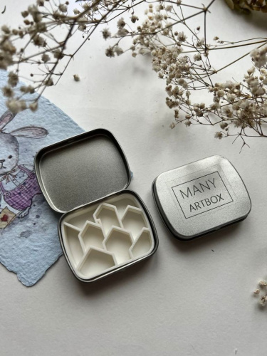 Палетка для красок "Домики" 6х5 см, цвет серебро, пластик белый