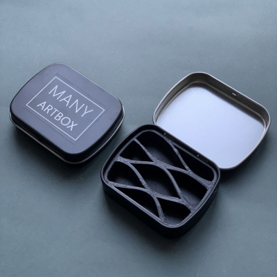 Палетка для красок "Волны" 6х5 см, цвет черный, пластик черный