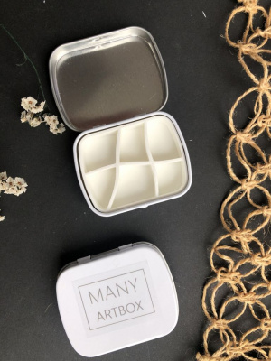 Палетка для красок "6 ячеек"6х5 см, цвет белый, пластик белый