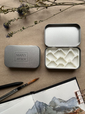 Палетка для красок "Горы" 9х6 см, цвет серебро, пластик белый