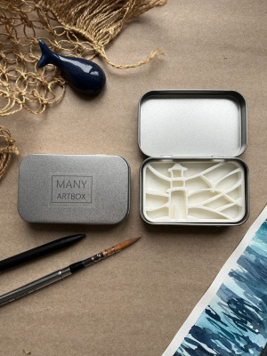 Палетка для красок "Маяк" 9х6 см, цвет серебро, пластик белый