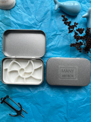 Палетка для красок "Ракушка" 9х6 см, цвет серебро, пластик белый