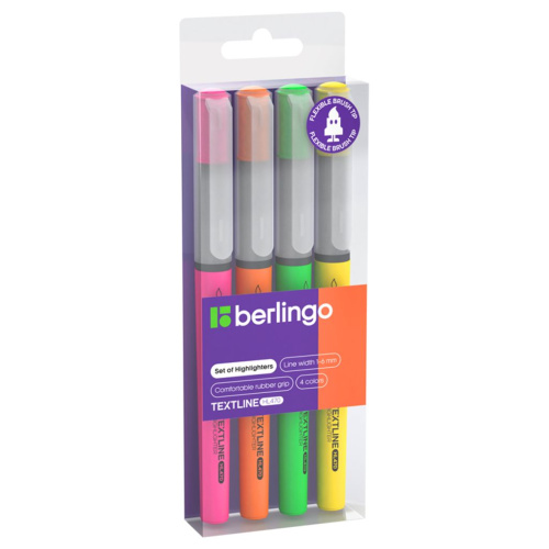 Набор текстовыделителей-кистей Berlingo "Textline HL470" 4 цв., 1-6 мм, европодвес