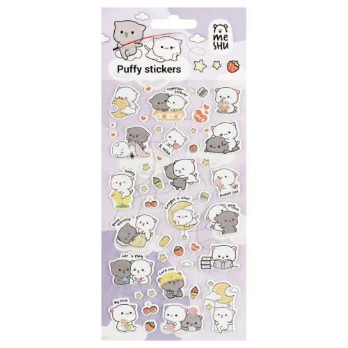 Наклейки объемные MESHU "Cute kittens", 10*23 см, пакет европодвес