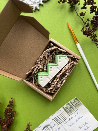 Подставка под кисти "Домики с салатовыми крышами" 7,5х3,5 см