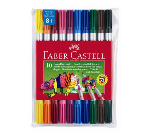 Набор фломастеров Faber-castell 10 цв двухсторонние в футляре