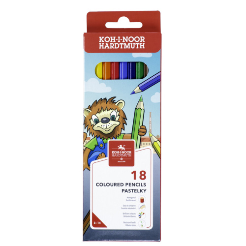 Набор карандашей цветных Koh-I-Noor "Lion" 18 цв., заточен., картон, европодвес