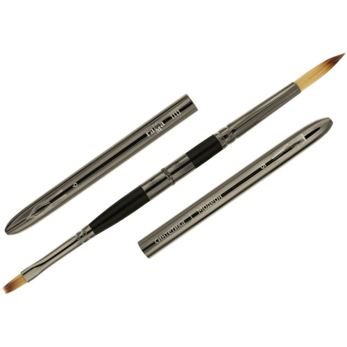 Кисть синтетика двухсторонняя, круглая №6, плоская №5 Гамма "Модерн" складная ручка