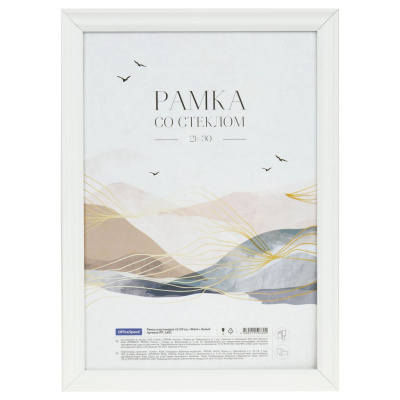 Рамка пластиковая OfficeSpace "Wave" 21*30 см, белая