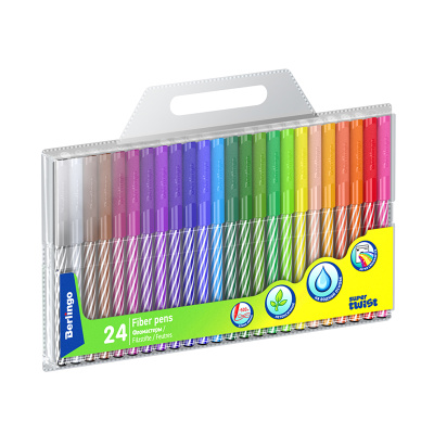 Набор фломастеров Berlingo "SuperTwist" 24 цв., смываемые, рисунок на корпусе, блистер