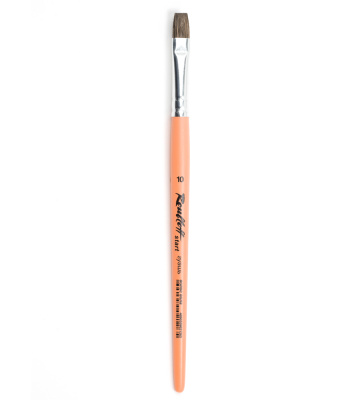 Кисть волос вола №10 плоская Roubloff "start" ручка короткая, оранжевая матовая, серебристая обойма