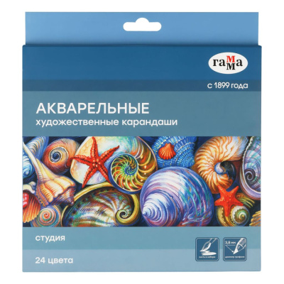 Набор карандащей акварельных Гамма "Студия", 24 цв., заточен.,картон. упаковка