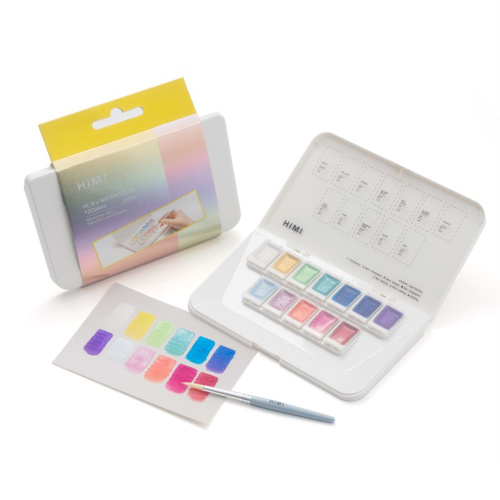 Набор акварели HIMI "Металлик", 12 цветов, оттенки JEWELRY