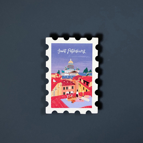 Магнит "Марка. Saint Petersburg, крыши"