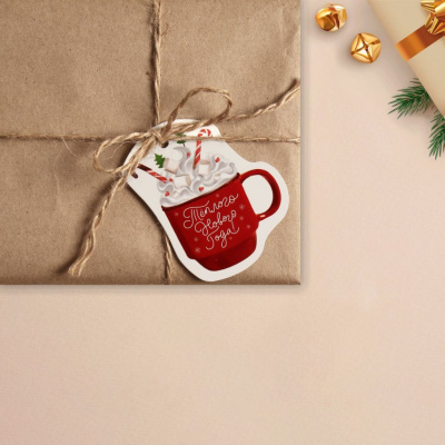 Шильдик на подарок Новый год "Теплого нового года", 6,5 ?7,5 см