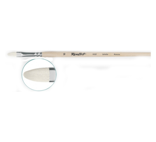 Кисть щетина №4 овальная Roubloff "1632" длинная ручка п/лак