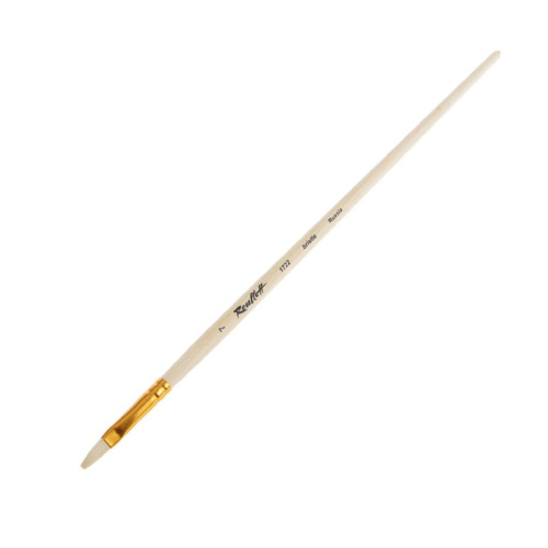 Кисть щетина №7 плоская Roubloff "1722" длинная ручка п/лак