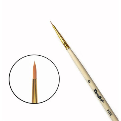 Кисть синтетика №0 круглая Roubloff "1312" длинная ручка п/лак