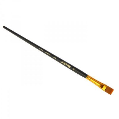 Кисть синтетика №12 плоская Roubloff "1327" длинная ручка, матовая