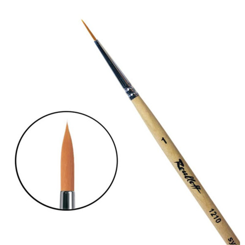 Кисть синтетика №1 круглая Roubloff "1210" короткая ручка п/лак