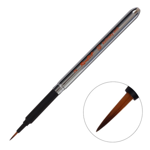 Кисть синтетика имитация колонка №2 круглая Roubloff ручка складная хромированная, покрытие обоймы s