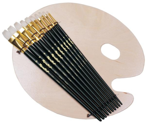 Набор кистей Щетина Roubloff "№42" 10 шт плоские + палитра