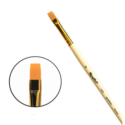 Кисть синтетика №8 плоская Roubloff "1322" длинная ручка п/лак