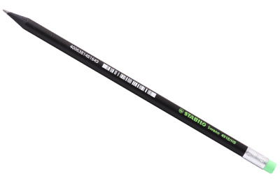 Карандаш чернографитный Stabilo "Swano 4918" HB корпус черный, ластик неон зеленый