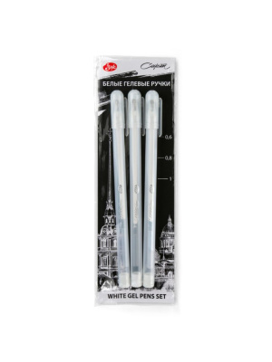 Набор ручек гелевых "Сонет", 3 шт ,0,6 мм, 0,8 мм и 1мм , белые