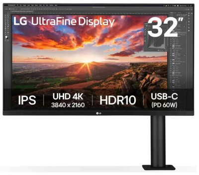 Монитор 31,5" LG UltraFine 32UN880K-B 3840x2160 LED, 16:9, IPS, 1000:1, 380cd, 178/178, HDMI, DP, 60Hz, HAS, Pivot, черный