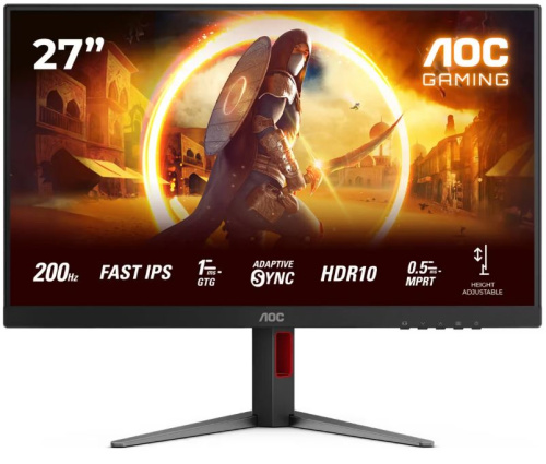 Монитор 27" AOC 27G4HA 1920x1080 WLED, 16:9, IPS, 300cd, 1000:1, 1 ms, 178/178, 2*HDMI, DP, 200Hz, Pivot, black