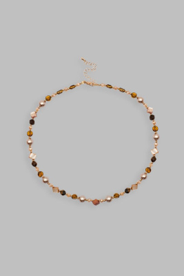 Колье с натуральным камнем и искусственным жемчугом