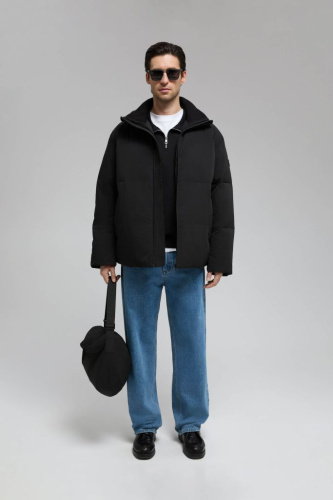 Оверсайз пуховик с воротником-стойкой