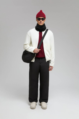 Утепленные брюки широкого кроя с утяжниками по низу