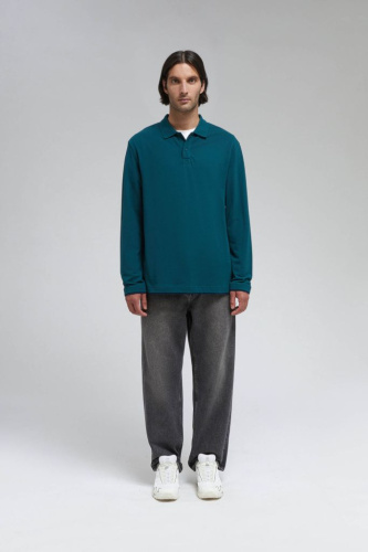 Поло из хлопка пике с длинным рукавом