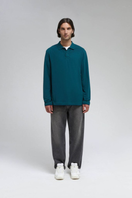 Поло из хлопка пике с длинным рукавом