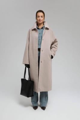 Однобортное пальто из шерсти и шелка