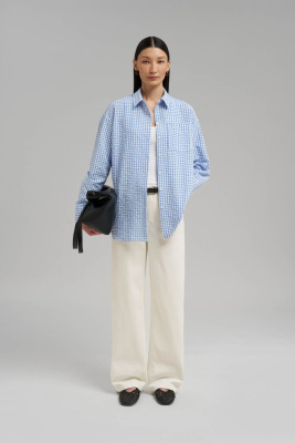 Рубашка объемного кроя в клетку