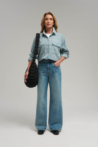 Рубашка прямого кроя в клетку