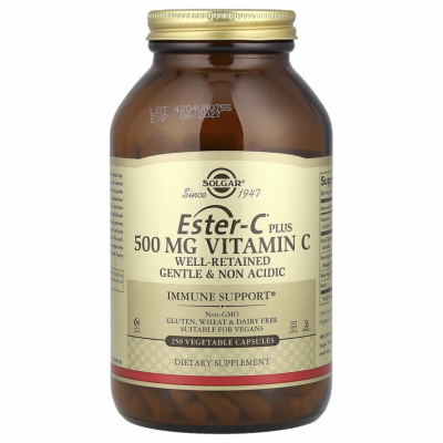 Solgar, Ester-C Plus, витамин C, 500 мг, 250 растительных капсул