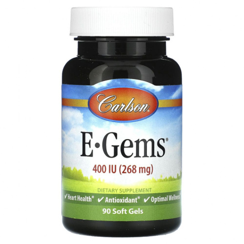 Carlson, E-Gems, 268 мг (400 МЕ), 90 мягких таблеток