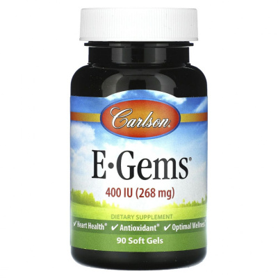 Carlson, E-Gems, 268 мг (400 МЕ), 90 мягких таблеток