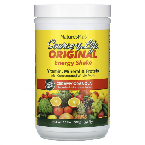 NaturesPlus, Source of Life, Original Energy Shake, кремовая гранола, 507 г (1,1 фунта)