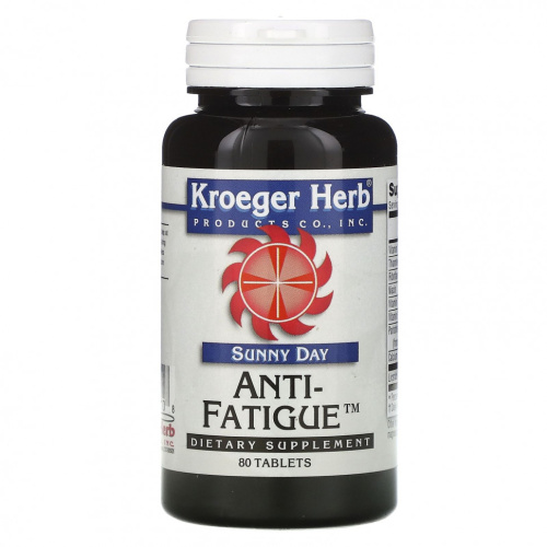 Kroeger Herb Co, Sunny Day, Anti-Fatigue, средство от усталости, 80 таблеток