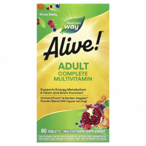 Nature's Way, Alive! комплекс мультивитаминов и мультиминералов для ежедневного пополнения запаса энергии, 60 таблеток