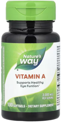 Nature's Way, витамин A, 3000 мкг, 100 мягких таблеток