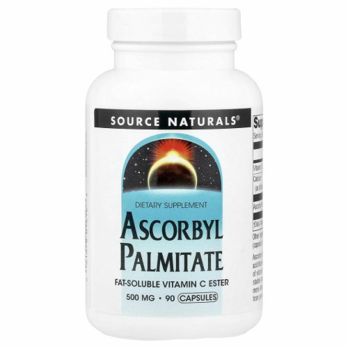 Source Naturals, аскорбил пальмитат, 500 мг, 90 капсул