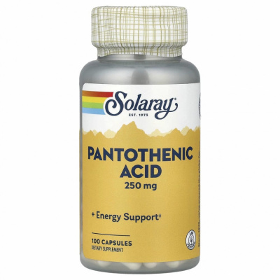 Solaray, Пантотеновая кислота, 250 мг, 100 капсул